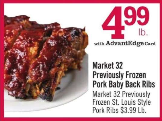 Market 32 Previously Frozen Pork Baby Back Ribs
