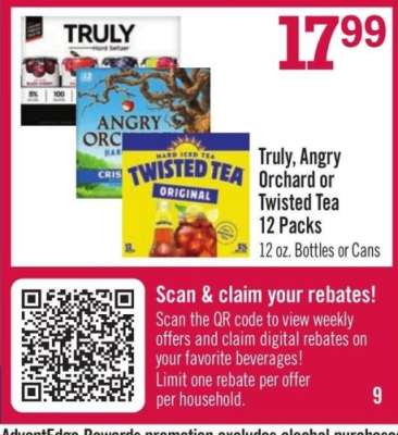 Truly, Angry Orchard or Twisted Tea 12 Packs