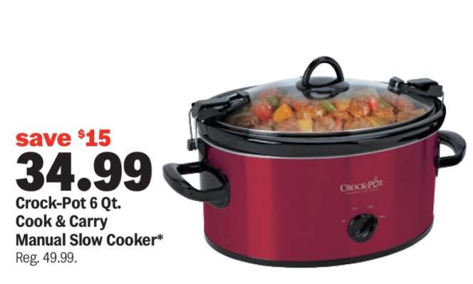 Crock-Pot 6 Qt. Cook & Carry Manual Slow Cooker