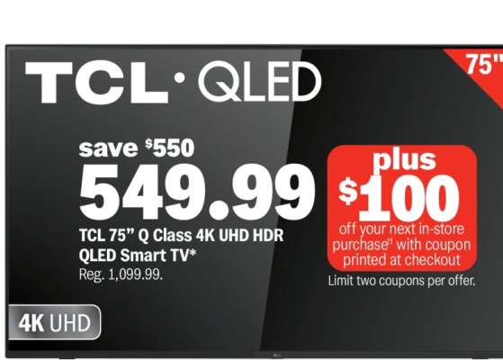 TCL 75” Q Class 4K UHD HDR QLED Smart TV