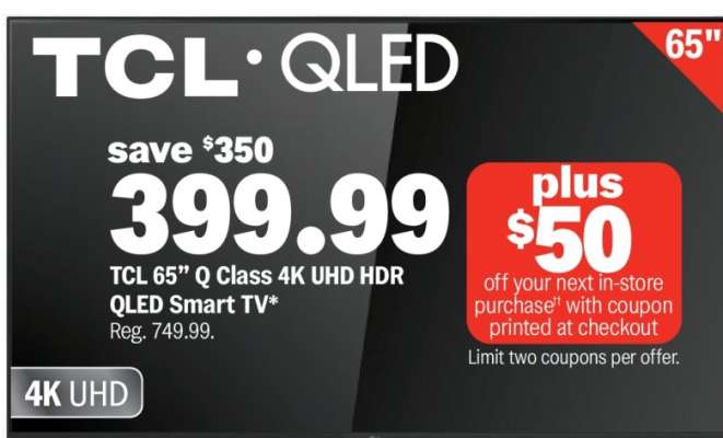 TCL 65” Q Class 4K UHD HDR QLED Smart TV