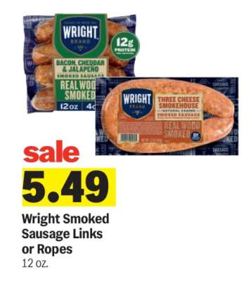 Wright Smoked Sausage Links or Ropes