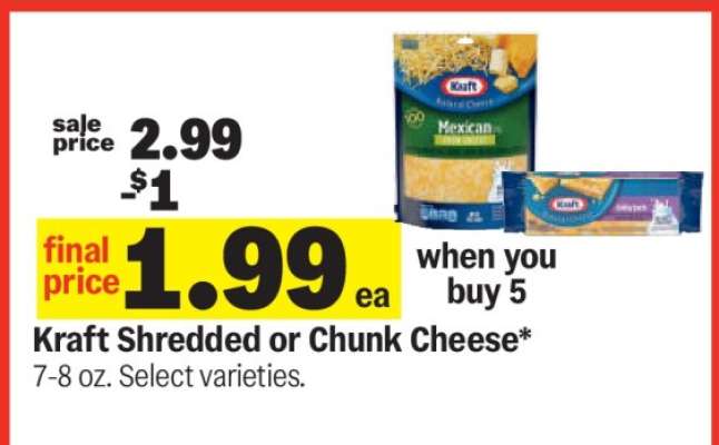 Kraft Shredded or Chunk Cheese*