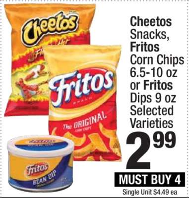 Cheetos Snacks, Fritos Corn Chips or Fritos Dips