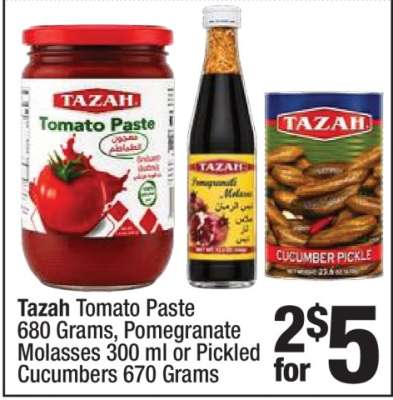 Tazah Tomato Paste, Pomegranate Molasses or Pickled Cucumbers