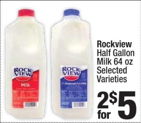 Rockview Half Gallon Milk 64 oz