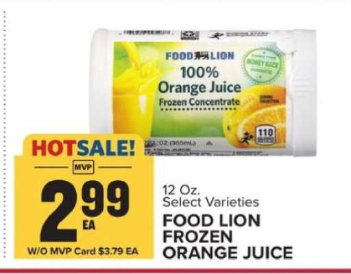 FOOD LION FROZEN ORANGE JUICE