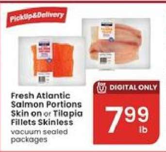 Fresh Atlantic Salmon Portions or Tilapia Fillets