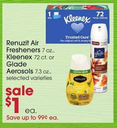 Renuzit Air Fresheners, Kleenex, or Glade Aerosols