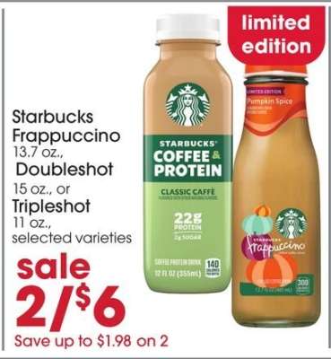 Starbucks Frappuccino, Doubleshot, or Tripleshot