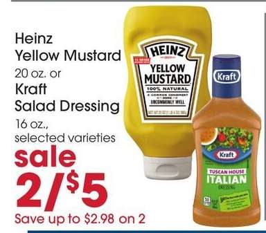 Heinz Yellow Mustard or Kraft Salad Dressing