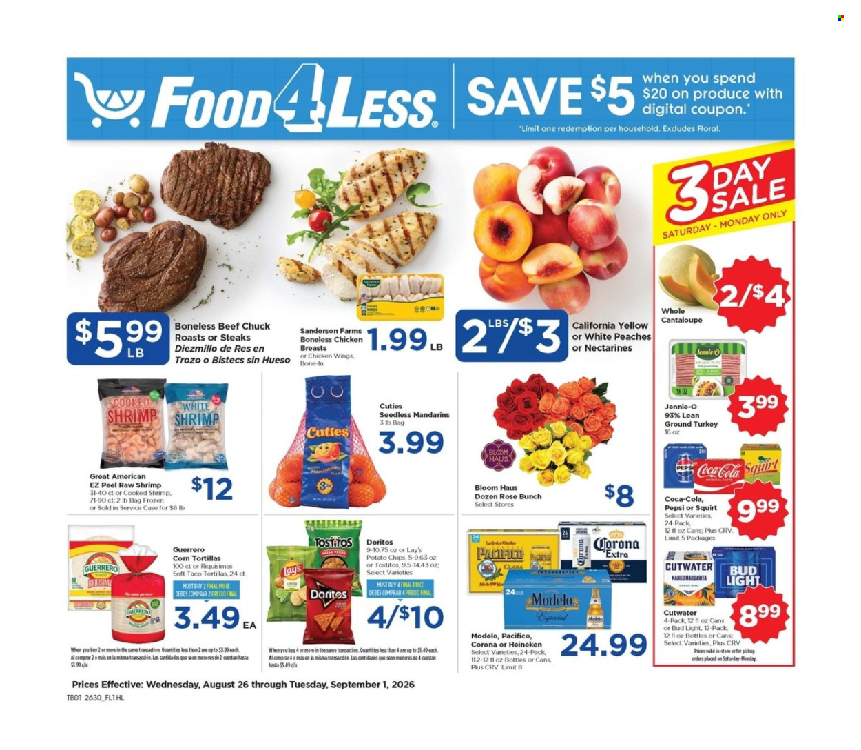 Food 4 Less ad - 08/26/2026 - 09/01/2026. Page 1