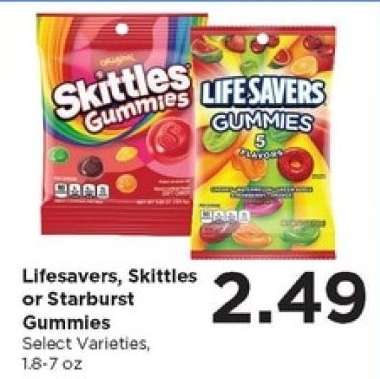 Lifesavers, Skittles or Starburst Gummies