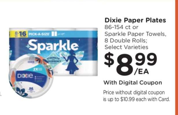 Dixie Paper Plates or Sparkle Paper Towels