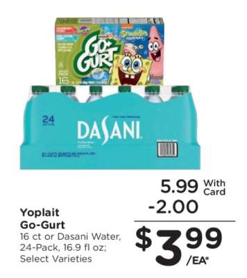 Yoplait Go-Gurt or Dasani Water