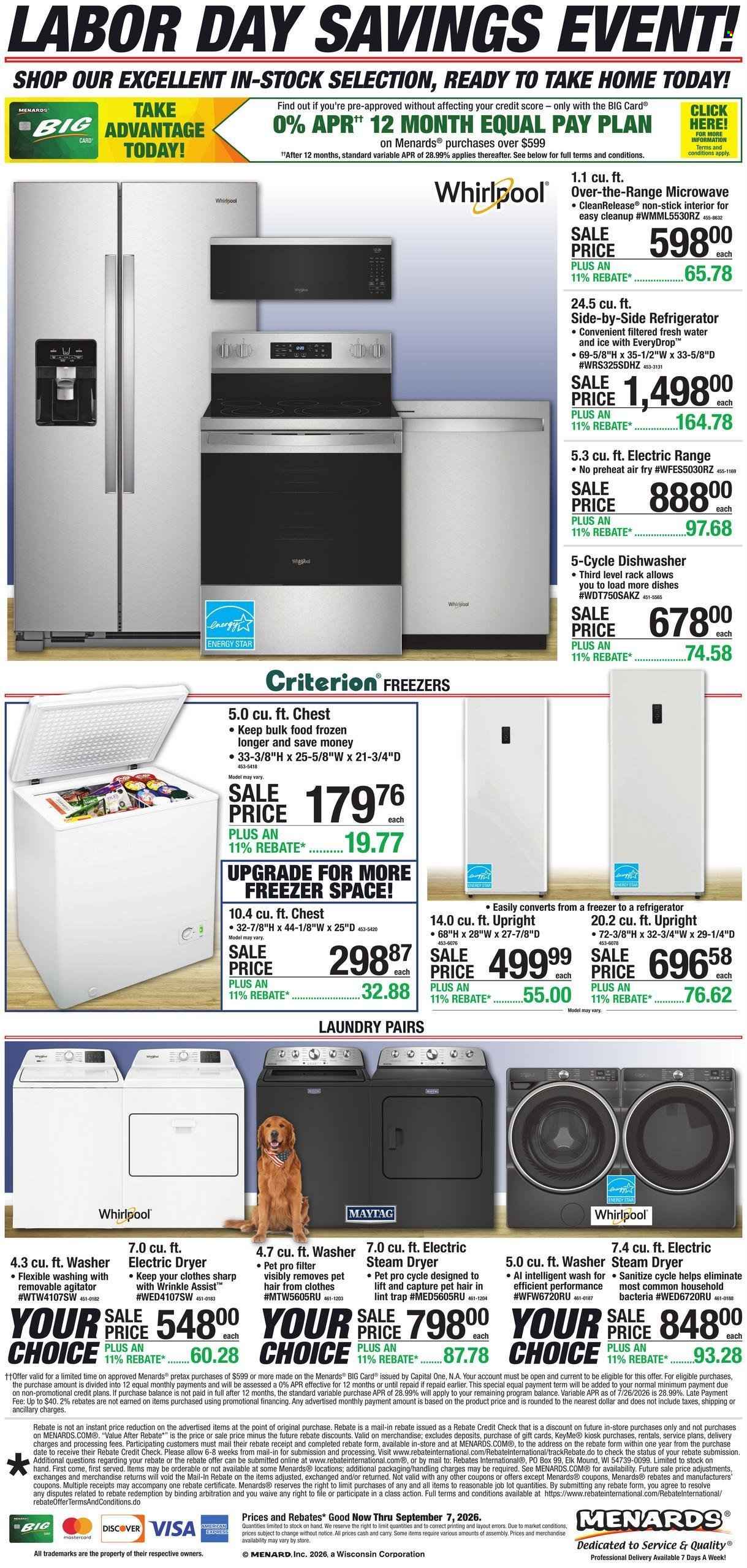 Menards ad - 08/26/2026 - 09/07/2026. Page 1