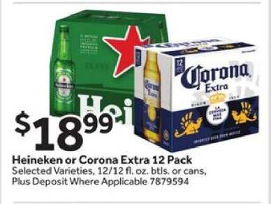 Heineken or Corona Extra 12 Pack
