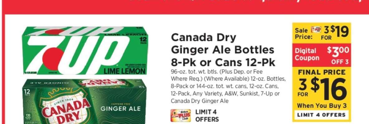 Canada Dry Ginger Ale Bottles 8-Pk or Cans 12-Pk
