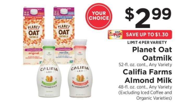 Planet Oat Oatmilk / Califia Farms Almond Milk