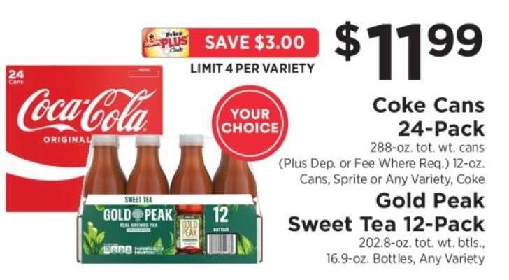 Coke Cans 24-Pack / Gold Peak Sweet Tea 12-Pack