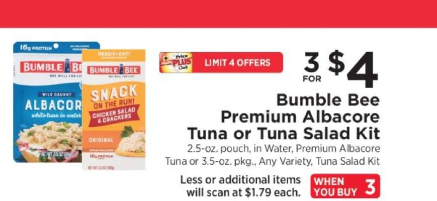 Bumble Bee Premium Albacore Tuna or Tuna Salad Kit