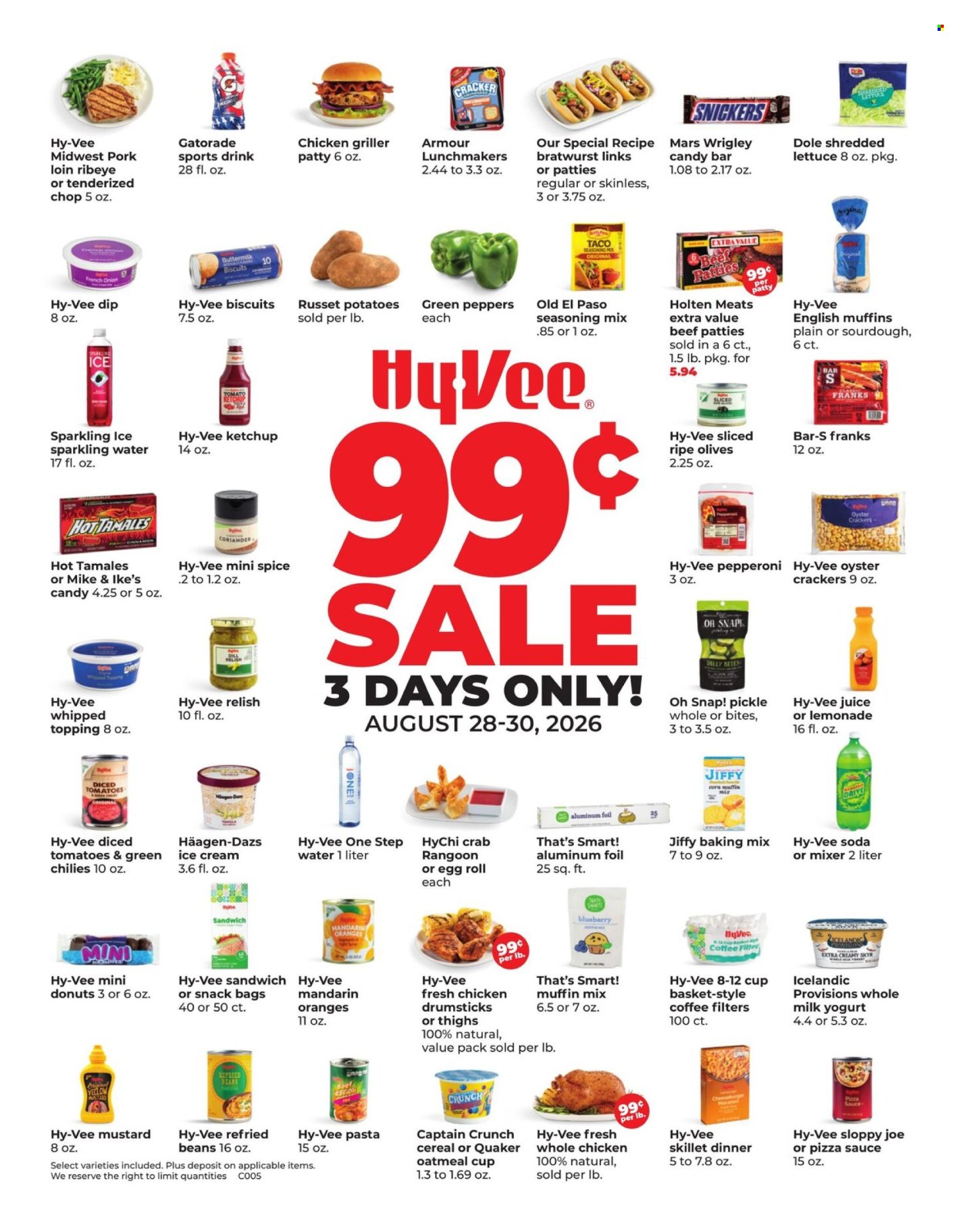 Hy-Vee ad - 08/28/2026 - 08/30/2026. Page 1