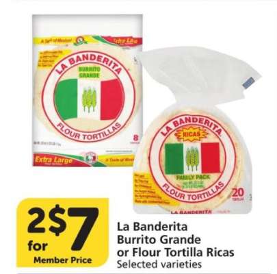 La Banderita Burrito Grande or Flour Tortilla Ricas