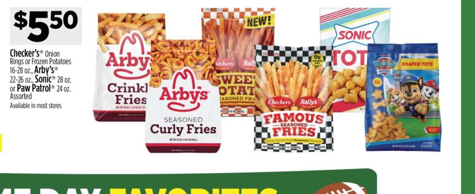 Checker's Onion Rings or Frozen Potatoes
