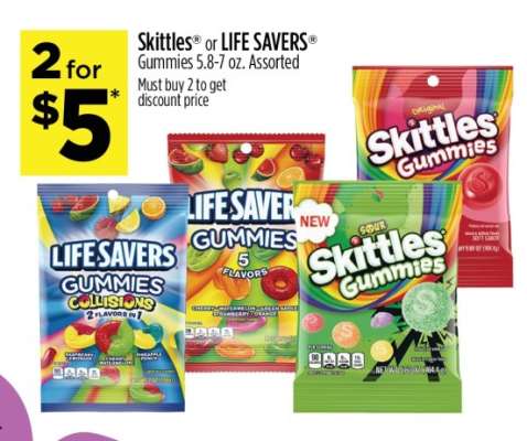 Skittles or Life Savers Gummies