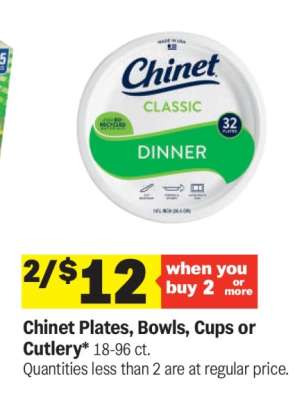 Chinet Plates, Bowls, Cups or Cutlery*