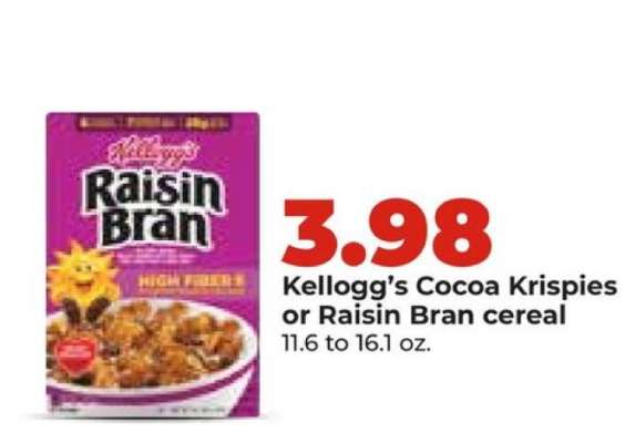 Kellogg’s Cocoa Krispies or Raisin Bran cereal
