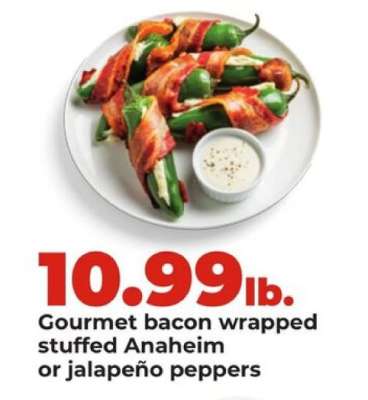 Gourmet bacon wrapped stuffed Anaheim or jalapeño peppers