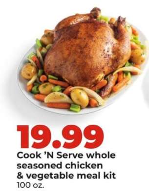 Cook ’N Serve whole seasoned chicken & vegetable meal kit