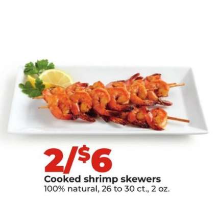 Cooked shrimp skewers