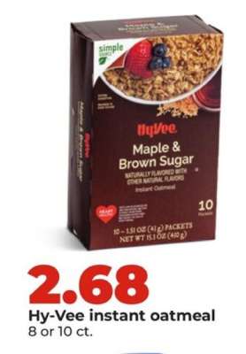 Hy-Vee instant oatmeal