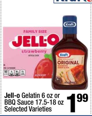 Jell-o Gelatin 6 oz or BBQ Sauce 17.5-18 oz