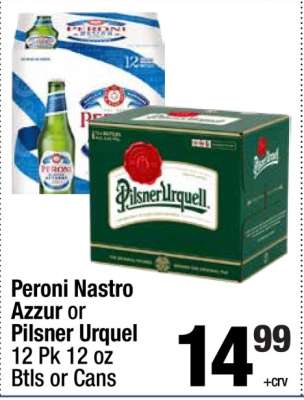 Peroni Nastro Azzur or Pilsner Urquel
