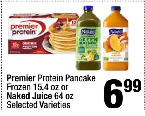 Premier Protein Pancake Frozen 15.4 oz or Naked Juice 64 oz