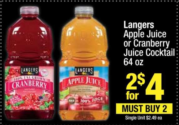 Langers Apple Juice or Cranberry Juice Cocktail