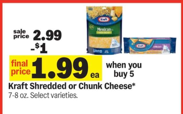 Kraft Shredded or Chunk Cheese*