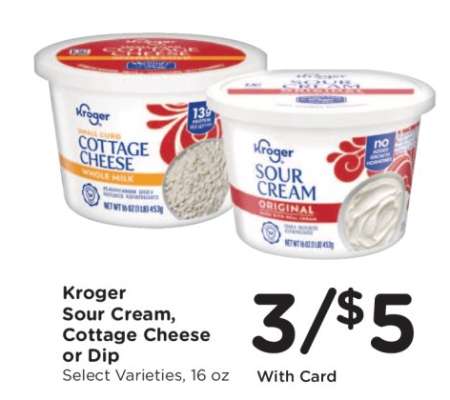 Kroger Sour Cream, Cottage Cheese or Dip