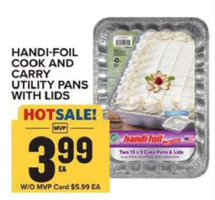 HANDI-FOIL COOK AND CARRY UTILITY PANS WITH LIDS