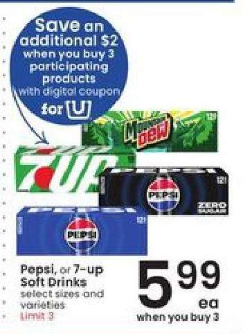 Pepsi, or 7-up Soft Drinks