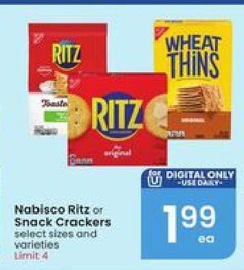 Nabisco Ritz or Snack Crackers
