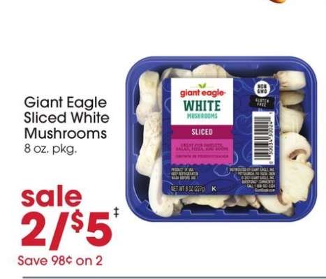 Giant Eagle Sliced White Mushrooms
