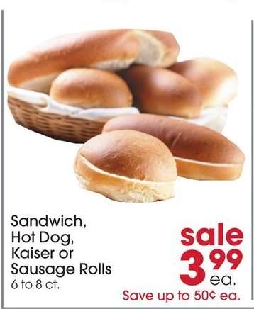 Sandwich, Hot Dog, Kaiser or Sausage Rolls