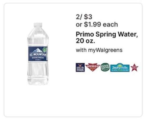 Primo Spring Water, 20 oz.