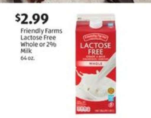 Friendly Farms Lactose Free Whole or 2% Milk