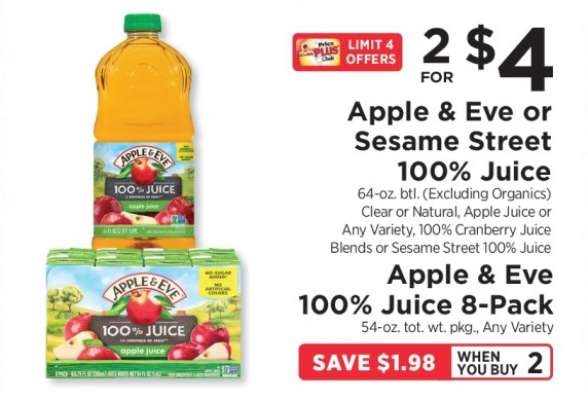 Apple & Eve or Sesame Street 100% Juice
