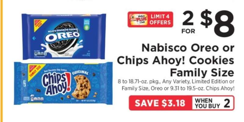 Nabisco Oreo or Chips Ahoy! Cookies Family Size